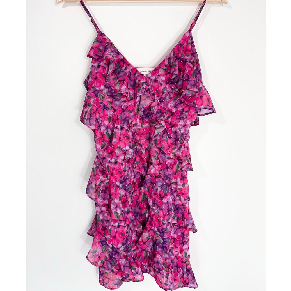 Lovers + Friends Hazel Mini Dress Ruffles | Pink Floral | SZ XS - Picture 4 of 12
